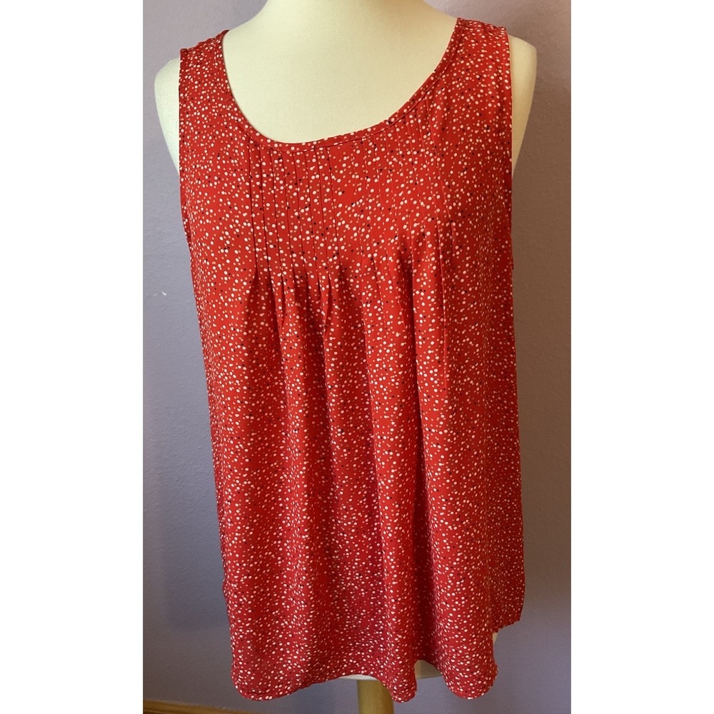 Dalia Red Polka Dot Sleeveless Shirt Blouse Size Large